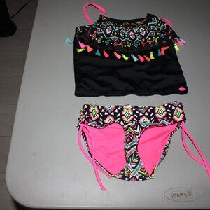 Multi Color 2 Pcs Justice Tankini Swimsuit Size 7